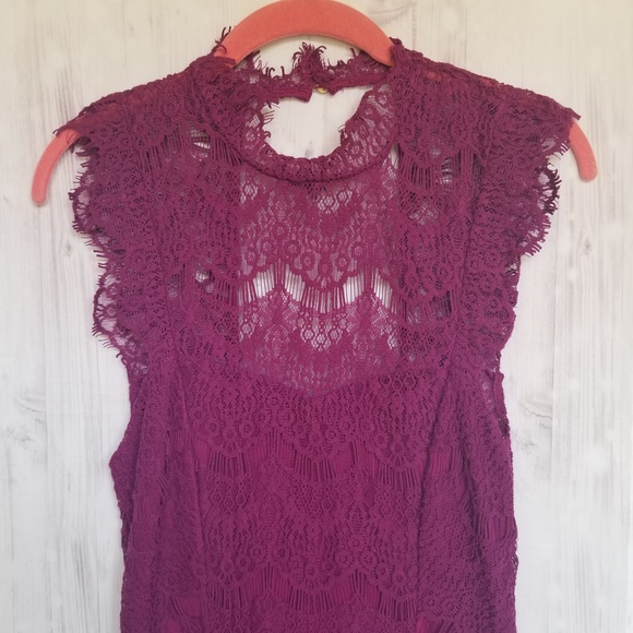 NWT Free People purple lace bodycon dress small - Picture 4 of 8